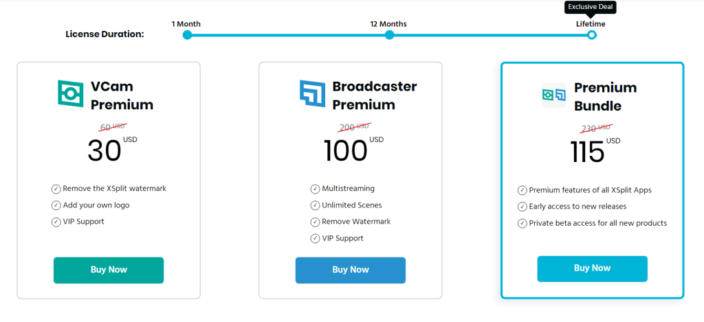 live stream software pricing for xsplit