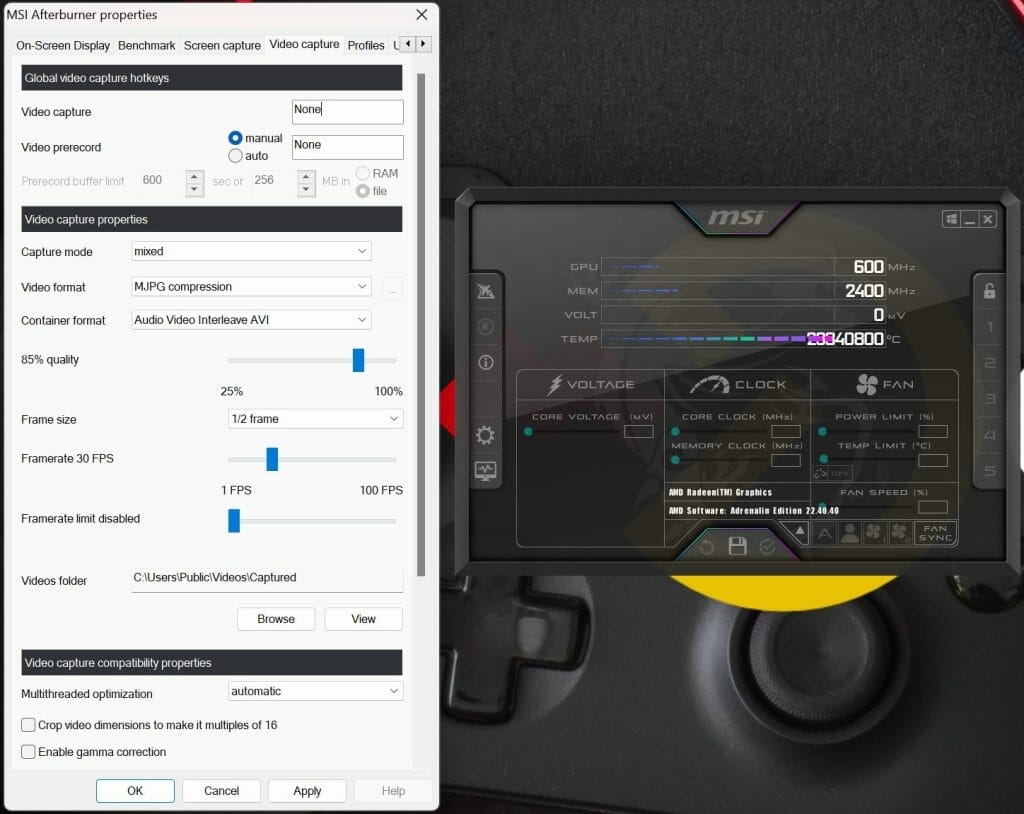 MSI Afterburner Video Capture