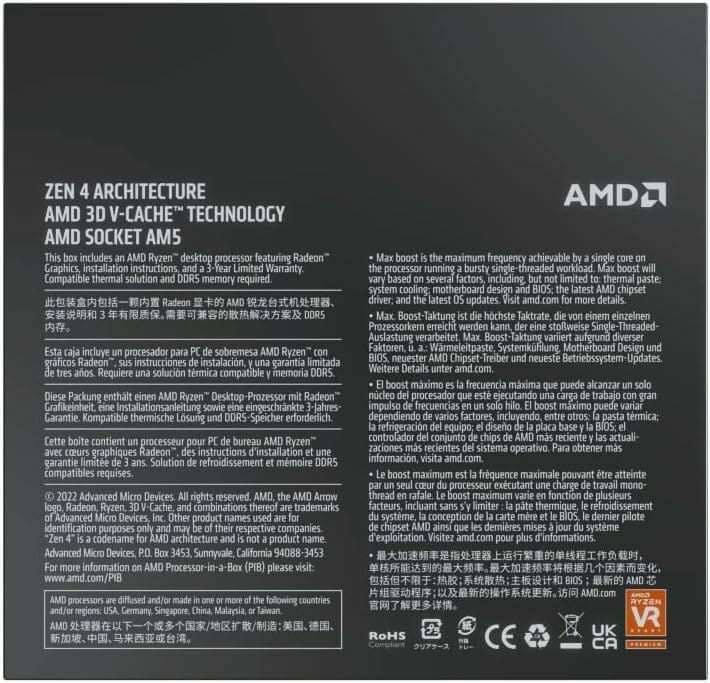 AMD Ryzenâ„¢ 9 7900X3D 12-Core, 24-Thread Desktop Processor