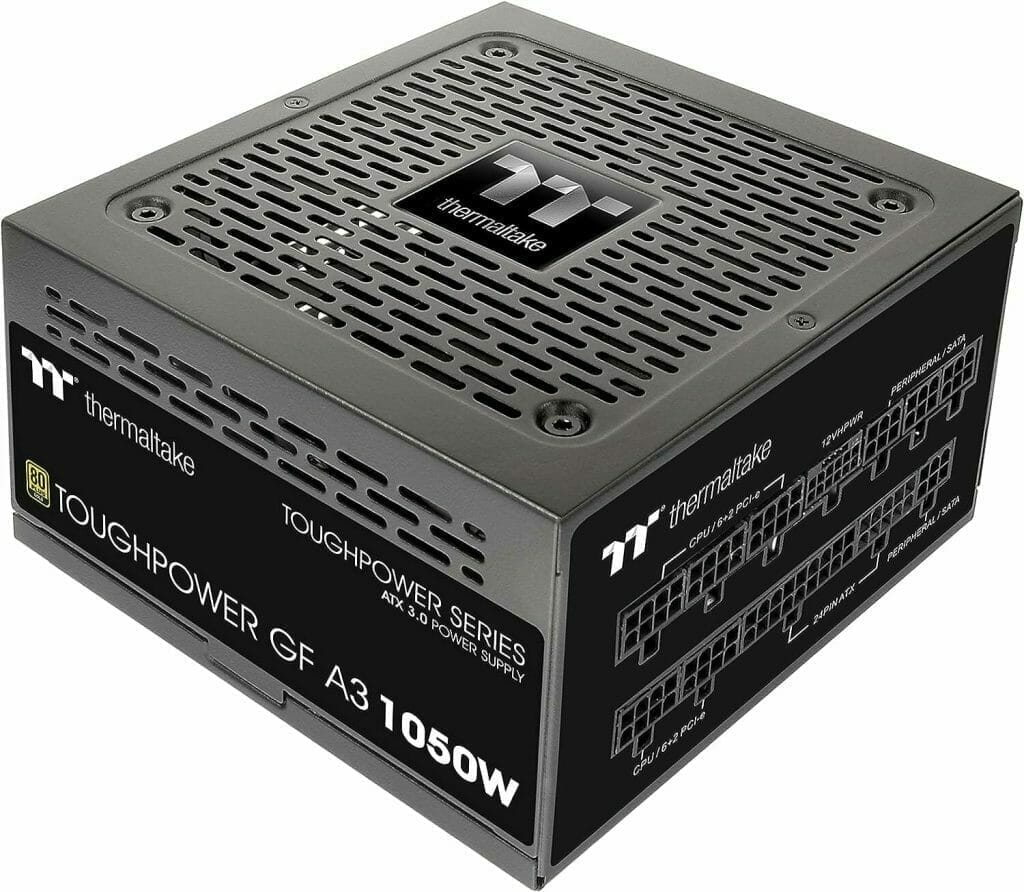 Thermaltake Toughpower GF A3 1050W, True 600W 12VHPWR Connectors on PSU  NVIDIA RTX 40 Series, ATX 3.0/PCI-E 5.0, 80+ Gold, SLI/Crossfire Ready Power Supply, PS-TPD-1050FNFAGU-L, 10 Year Warranty