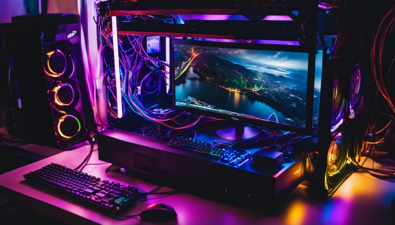 A diverse group of people enjoying gaming on a high-quality PC.