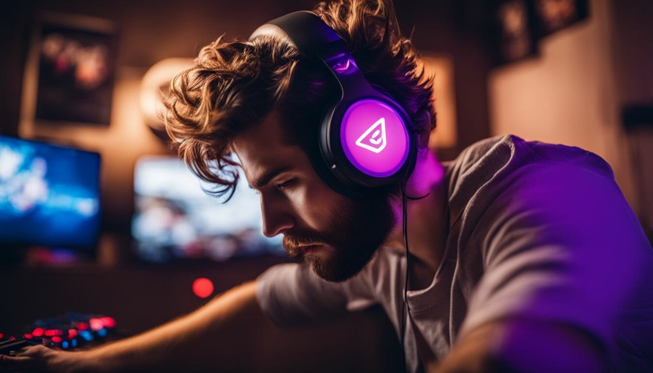 A gamer playing video games in a well-lit room.